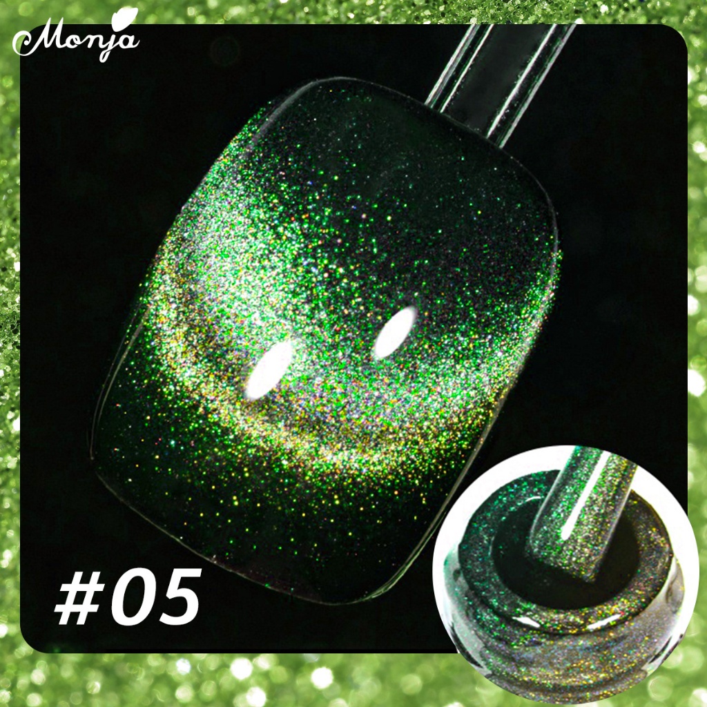 Monja ยาทาเล็บเจล กลิตเตอร์ แพลตตินัม แคทอาย เจล UV LED 5 มล. DIY