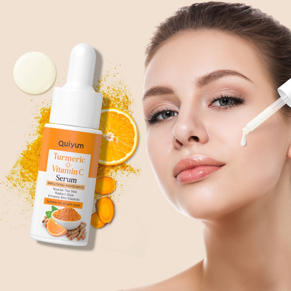 Quiyum Turmeric Vitamin C Serum 17ml ลดจุดด่างดํา Smooth Fine Lines Brightening Moisturizing Essence