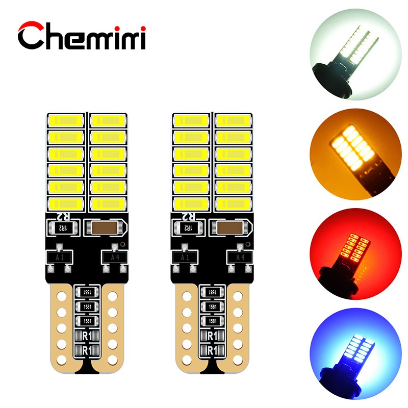 1 ชิ้น T10 24SMD W5W 194 168 4014 Auto Wedge ที่จอดรถหลอดไฟ Clearance โคมไฟป้ายทะเบียนไฟภายในสําหรับรถยนต์ LED