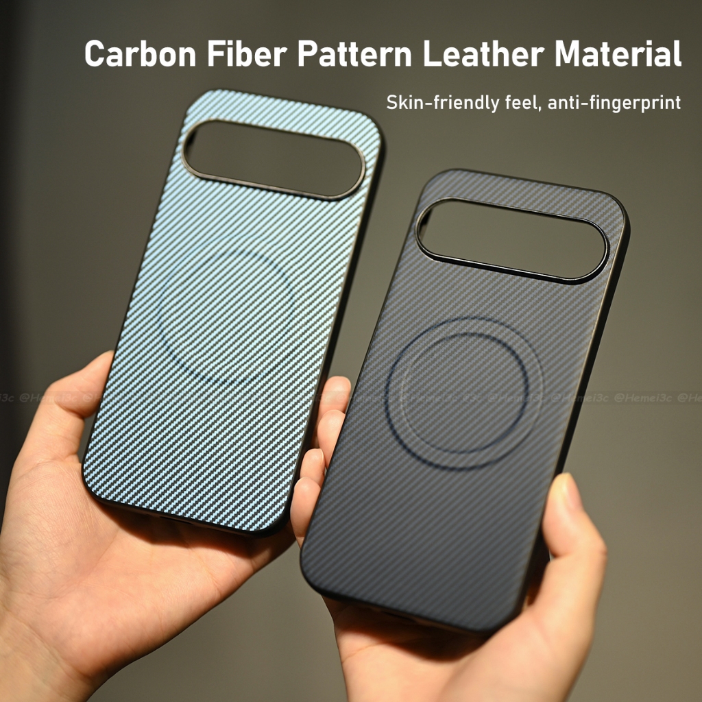 สําหรับ Google Pixel 9 8 7 6 8a 7a 6a Pro XL ปลอกคาร์บอนไฟเบอร์รูปแบบหนังแม่เหล็ก Hard เคสโทรศัพท์ฝาครอบ