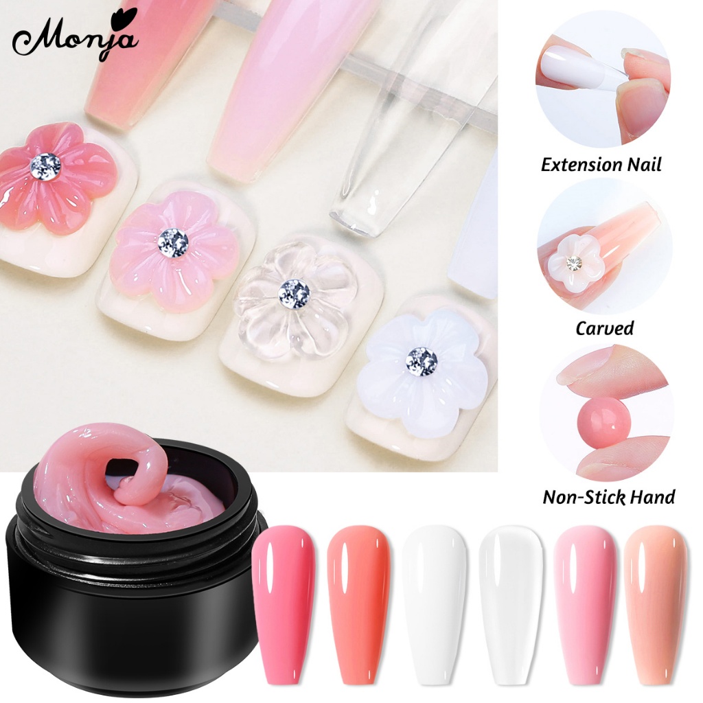 Monja ผงอะคริลิค ต่อเล็บปลอม สีชมพู สีขาว 3 สี สําหรับร้านเสริมสวย บ้าน DIY