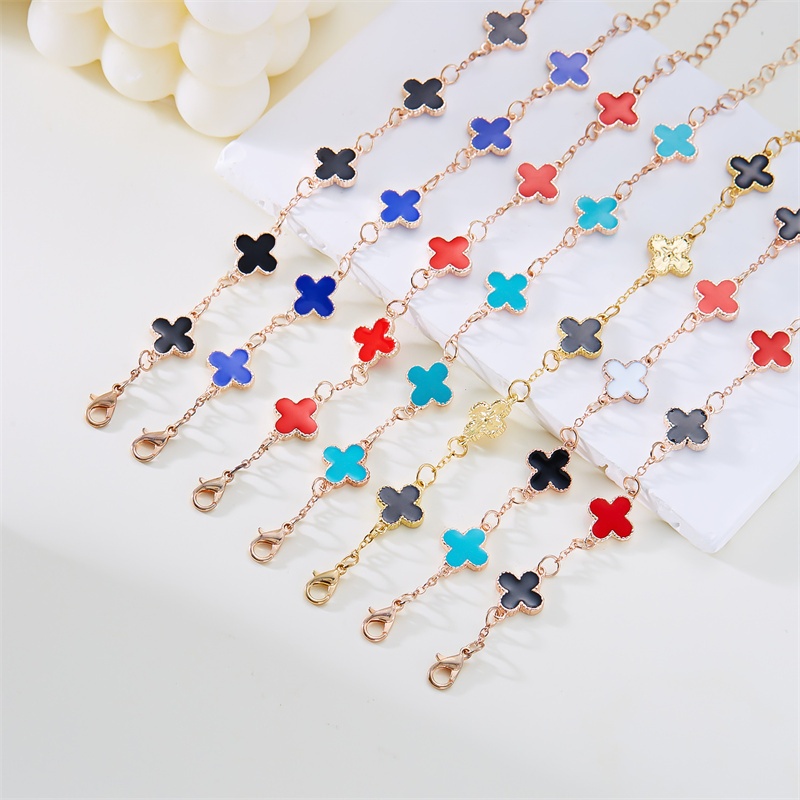 Jushi Lucky Clover สร้อยข้อมือปรับของขวัญวันหยุดผู้หญิงอุปกรณ์เสริมเครื่องประดับ Hypoallergenic