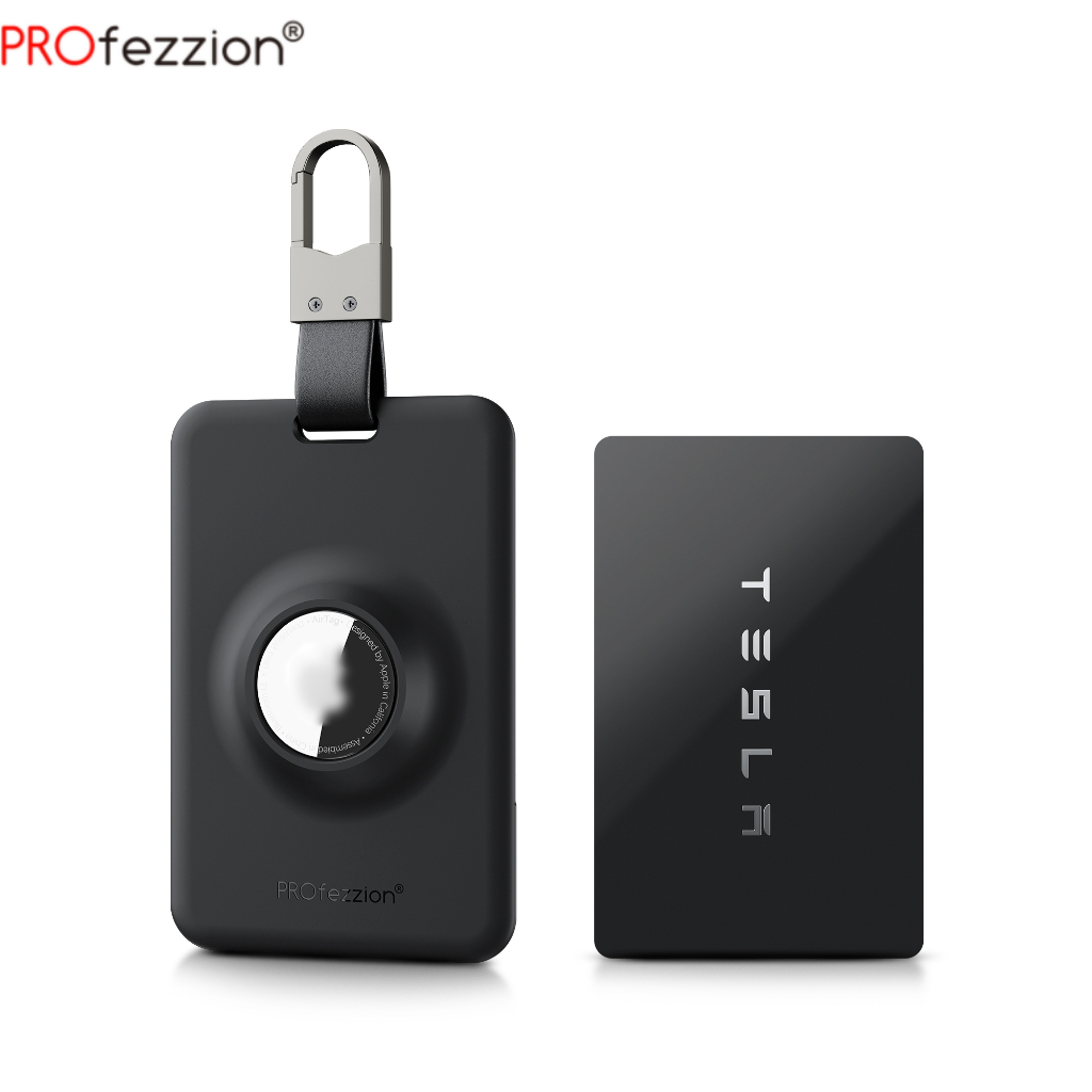 PROfezzion Tesla Card AirTag Holder ที่ยึดการ์ด AirTag พร้อมช่องใส่การ์ด Tesla ที่ยึดการ์ดพลาสติกสำหรับเคสป้องกันการ์ดคีย์การ์ด Cybertruck รุ่น 3 Y S X