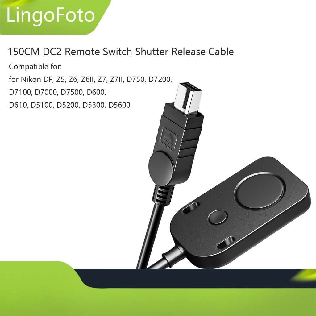 150 ซม.DC2 รีโมทสวิตช์ชัตเตอร์สําหรับ Nikon DF, Z5, Z6, Z6II, Z7, Z7II, D750, D7200, D7100, D7000, D