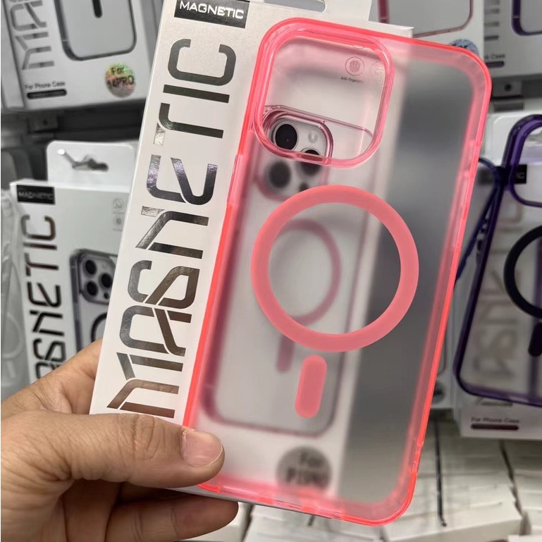 Matteโปร่งใสสีชมพูเคสโทรศัพท์16 Promaxแม่เหล็กสําหรับiPhone 16 15 14 13 12 11 Pro MAX 7/8 Plus XR XS MAXกันกระแทกและป้องกันDrop case