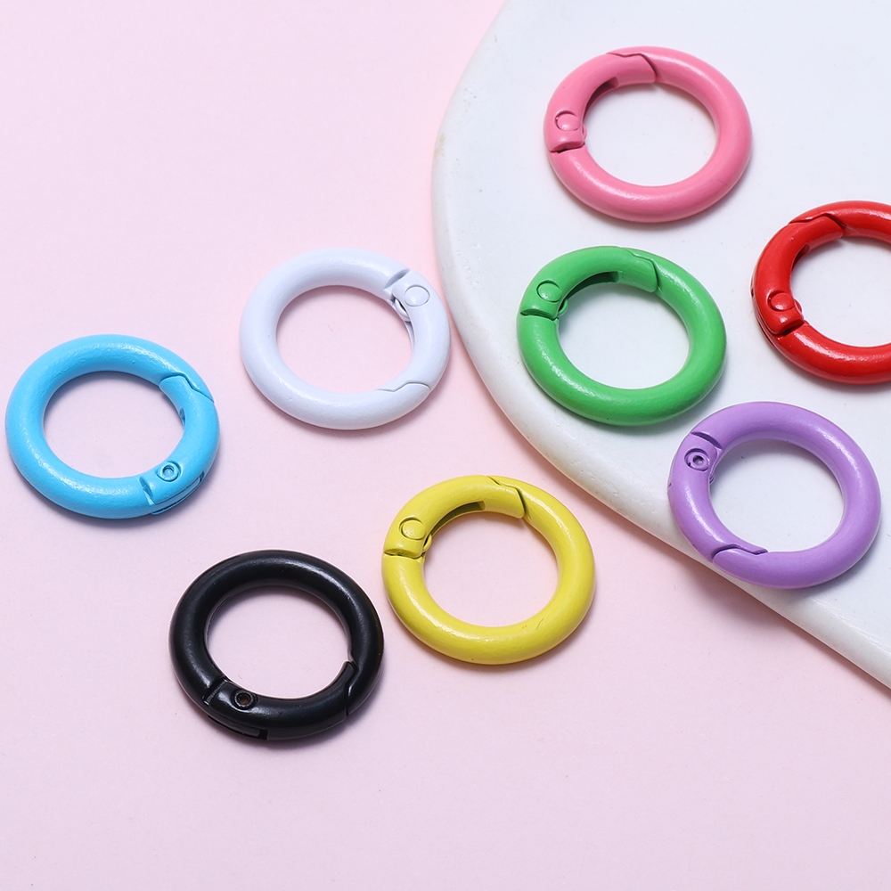 1pcs 20 มม.รอบ Clasp พวงกุญแจเบเกอรี่เคลือบเงา Charm สําหรับพวงกุญแจจี้