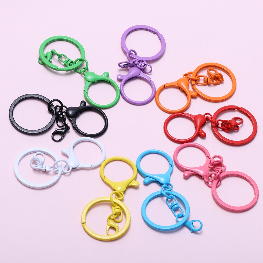 1pcs Lobster Clasp พวงกุญแจจี้ DIY เครื่องประดับทําอุปกรณ์เสริมพวงกุญแจโลหะแยกแหวน Keyfob Charm Key แหวน