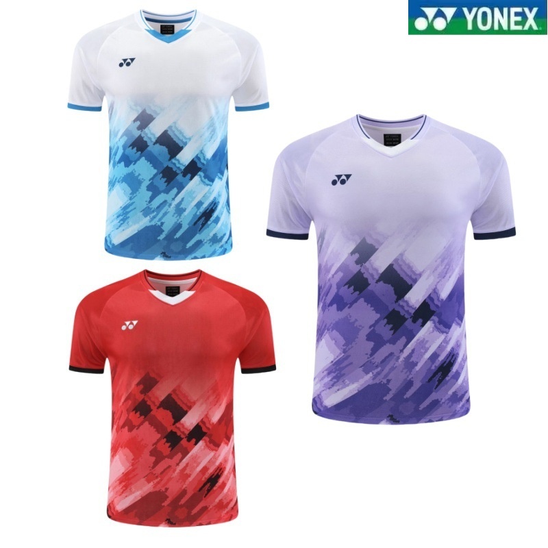 เสื้อกีฬาลําลองกลางแจ้ง โยเน็กซ์ เสื้อปิงปองสําหรับผู้ชายและผู้หญิงดูดซับเหงื่อและระบายอากาศเยาวชนวิ่งการฝึกอบรมเสื้อยืด