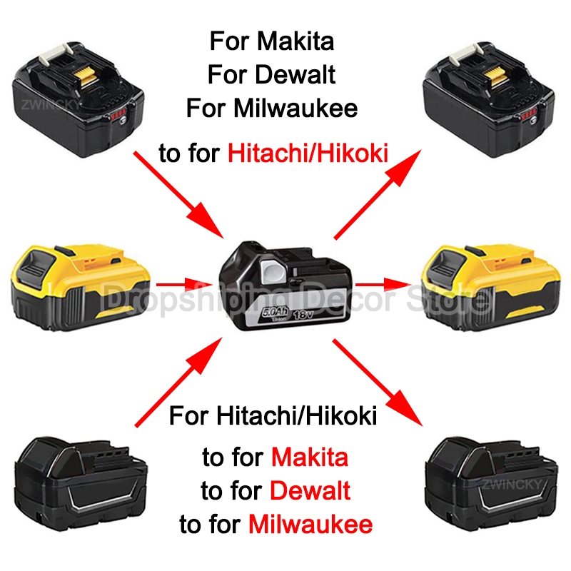 ตัวแปลงอะแดปเตอร์แบตเตอรี่สําหรับ Hitachi/Hikoki แปลงเป็น Makita/Dewalt/Milwaukee, สําหรับ Makita/De