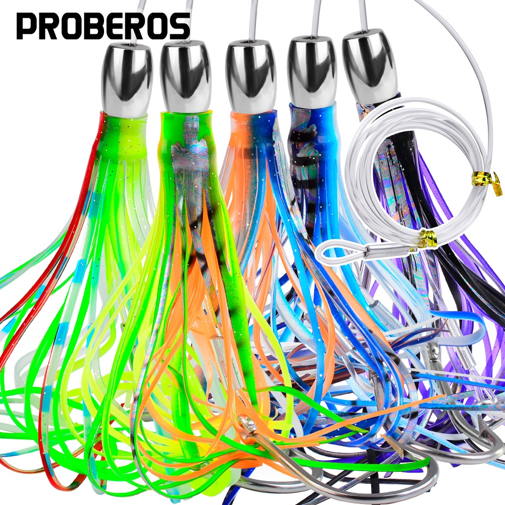 Proberos เหยื่อ Lure สําหรับตกปลาผสมสี Spinner เหยื่อ SwimBit Lure Octopus Fishing Lure ปลาหมึก jig 20 ซม./66.5g