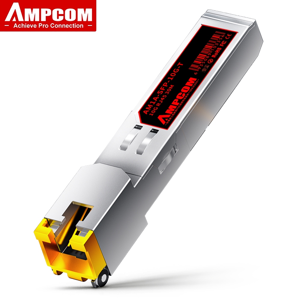 AMPCOM ตัวรับส่งสัญญาณโมดูลไฟเบอร์ออปติคอล 1.25G และ 10G RJ45 SFP RJ45 เป็น SFP+ CAT6 สําหรับ 1.25G 