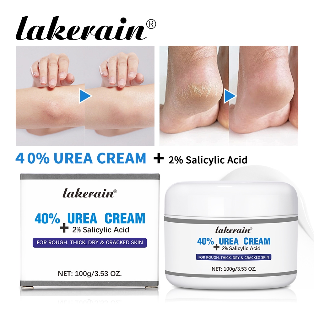 Lakerain Urea Cream 40% พร้อมกรดซาลิไซลิก 2%,ขัดผิวบํารุงมือและเท้าแห้งแตกฟุตรองเท้าส้นสูงเข่าข้อศอกซ่อมแซม Treatment Moisturizer 100ml