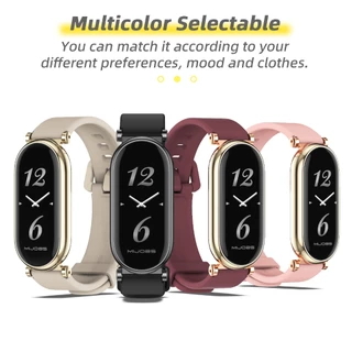 MIJOBS สายซิลิโคนสําหรับ Mi Band 10 9 8 ผู้ชายผู้หญิงโลหะ ตัวเชื่อมต่อ สําหรับ Xiaomi Smart Band 8 NFC รุ่น Global Version เปลี่ยนอุปกรณ์เสริม Watchband