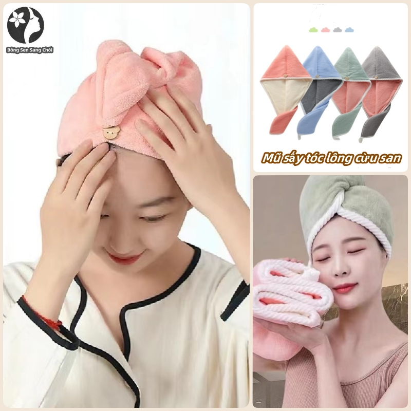 ผ้าคลุมผมแห้งไว ผ้าเช็ดผม หมวกคลุมผมแห้งไว SPA ผ้าเช็ดหน้า สีขาว/ฟ้า/ชมพู/เทา