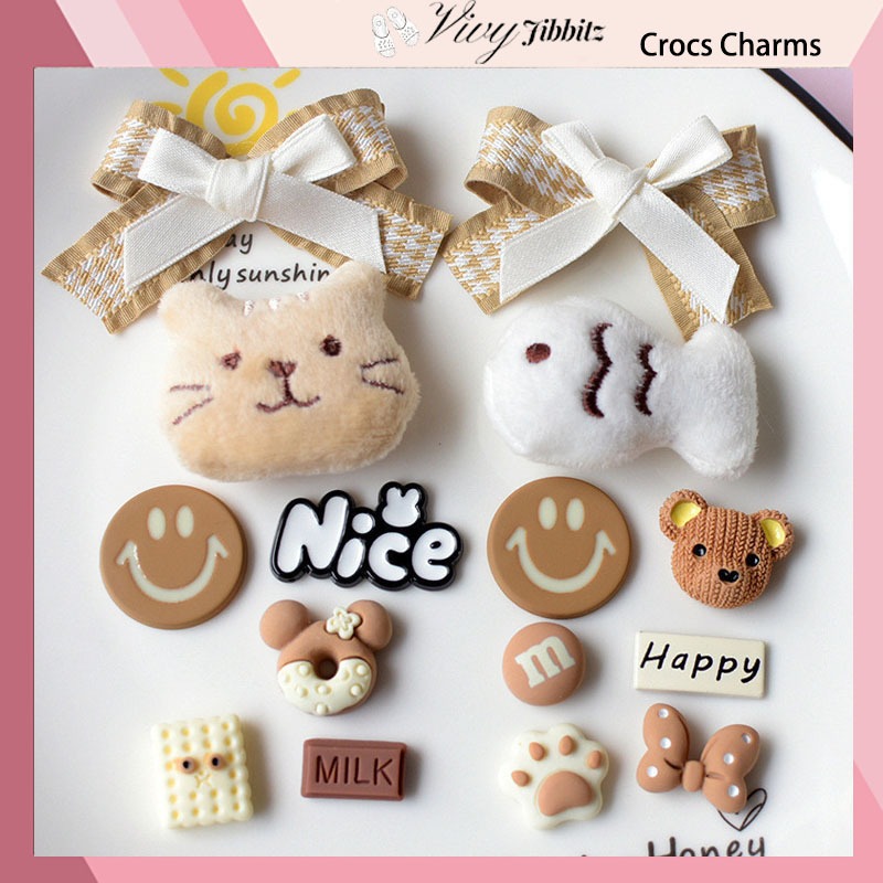 Jibbitz Crocs จิ๊บบิท ติดรองเท้า สไตล์ใหม่ Bowknot Cat Fish ของแทั Jibbitz Crocs เกาหลี Lt-020