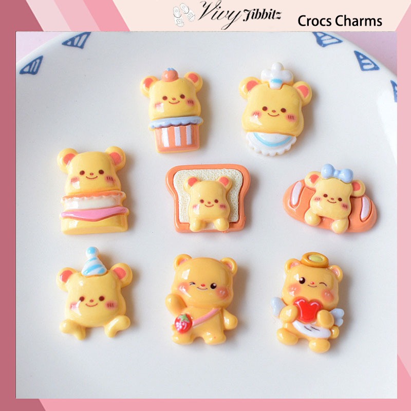 Jibbitz Crocs จิ๊บบิท ติดรองเท้า Butter Bear ของแทั Jibbitz Crocs เกาหลี Lt-023