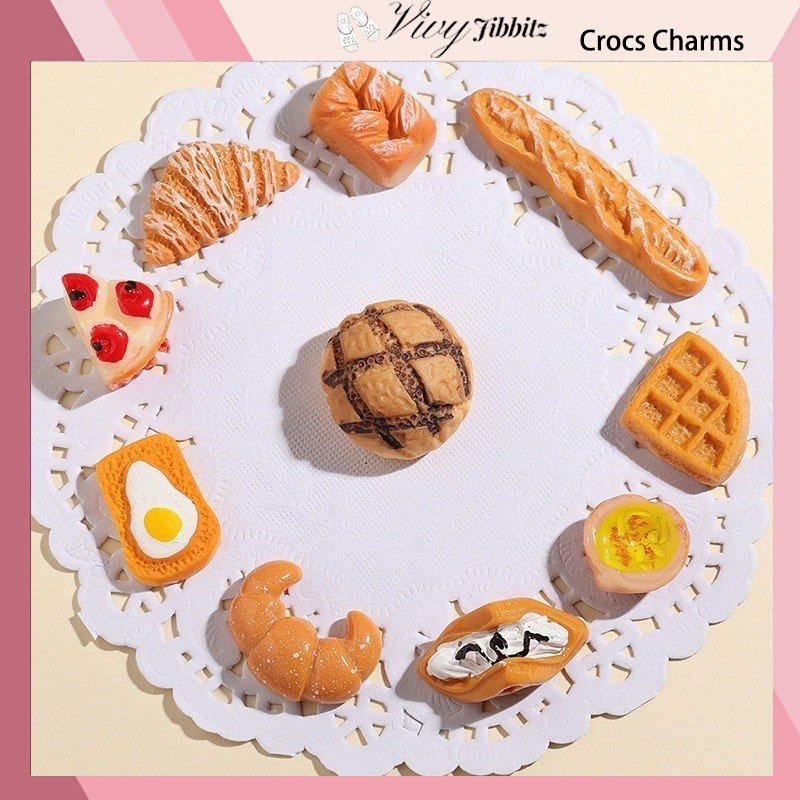 Jibbitz Crocs จิ๊บบิท ติดรองเท้า Bread Food ของแทั Jibbitz Crocs เกาหลี Lt-053