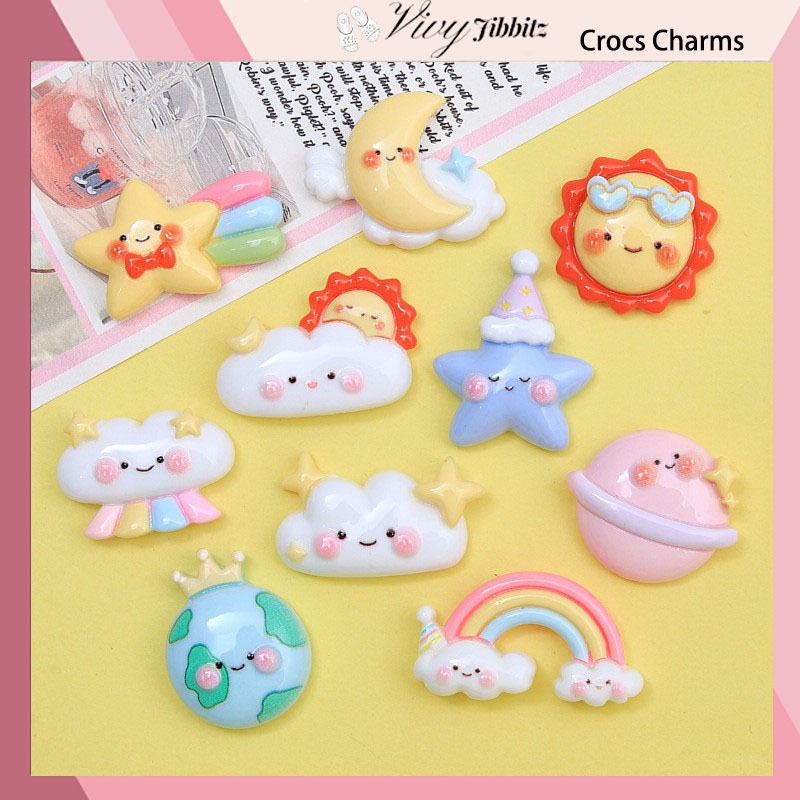 Jibbitz Crocs จิ๊บบิท ติดรองเท้า Sun Star Moon ของแทั Jibbitz Crocs เกาหลี Lt-055
