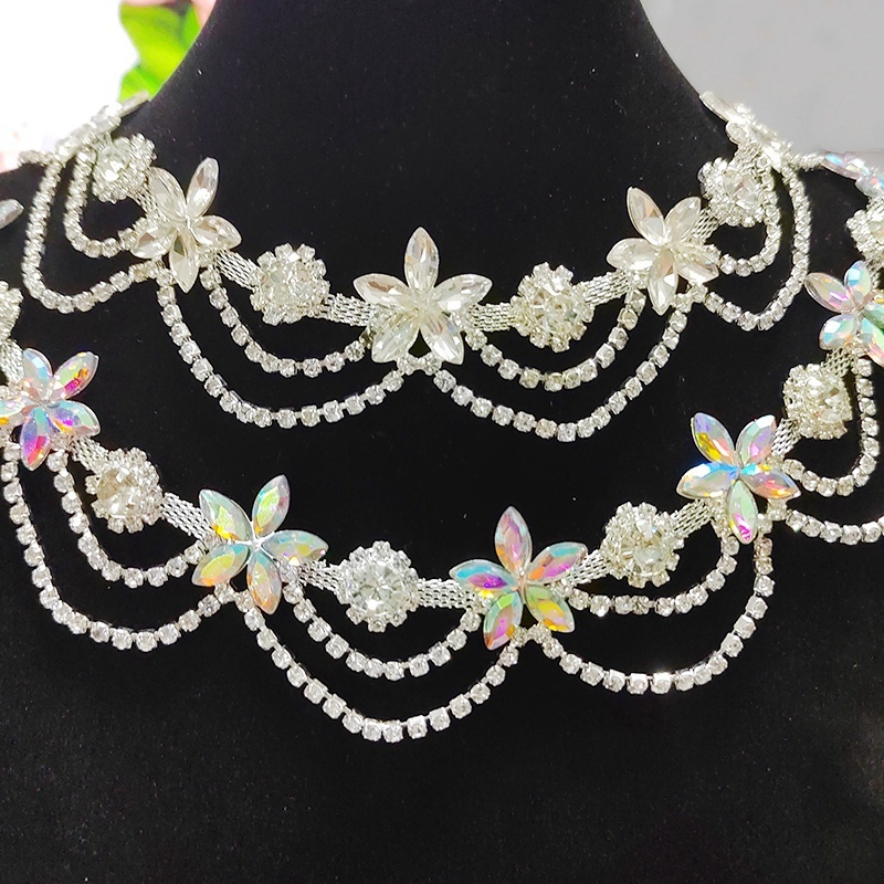 Ab คริสตัลโซ่คู่มือ Rhinestones Diy Trim Fringe คริสตัลโซ่โลหะสําหรับกระเป๋ารองเท้าอุปกรณ์เสริม