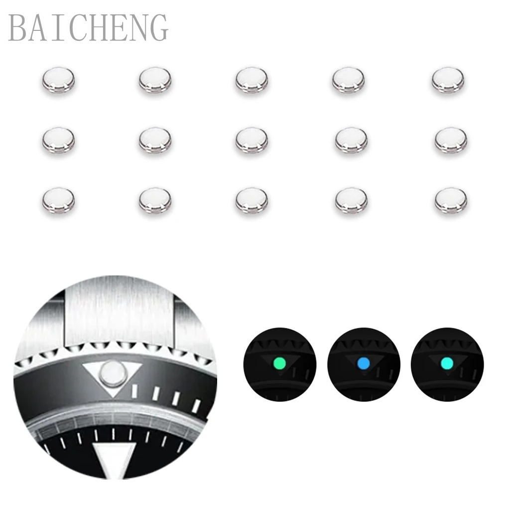 ลูกปัดสีขาวสีฟ้าสีเขียว Luminous Pip นาฬิกา Bezel ใส่ 12 OClock Lume Pearl Dot Mod อะไหล่อะไหล่อุปกรณ์เสริม