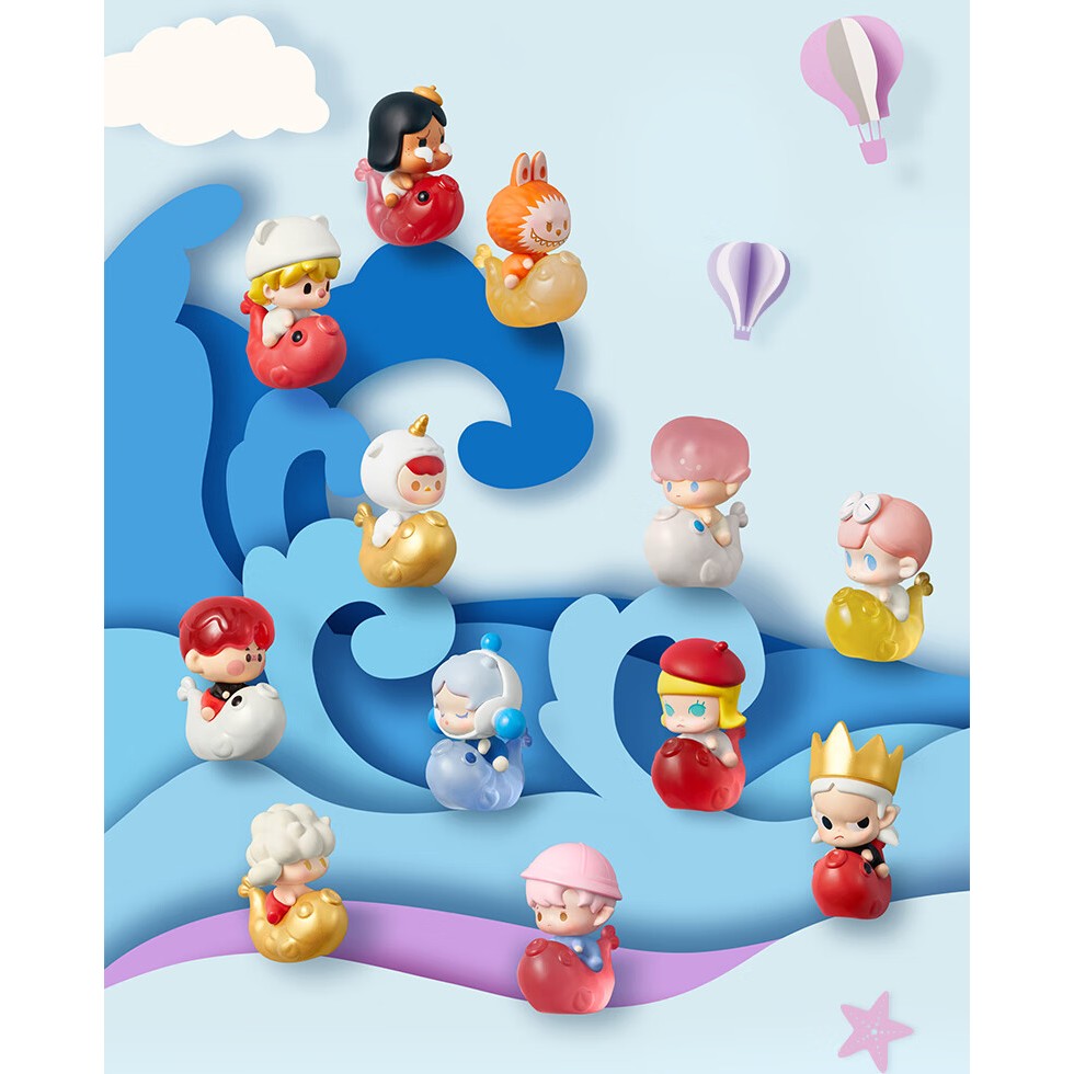 ของแท้ POP MART POP MART POP MART Bubble Cute Pellets Meet Koi Series Doll Mystery Box Mini Doll อินเทรนด์เล่นของขวัญวันเกิด