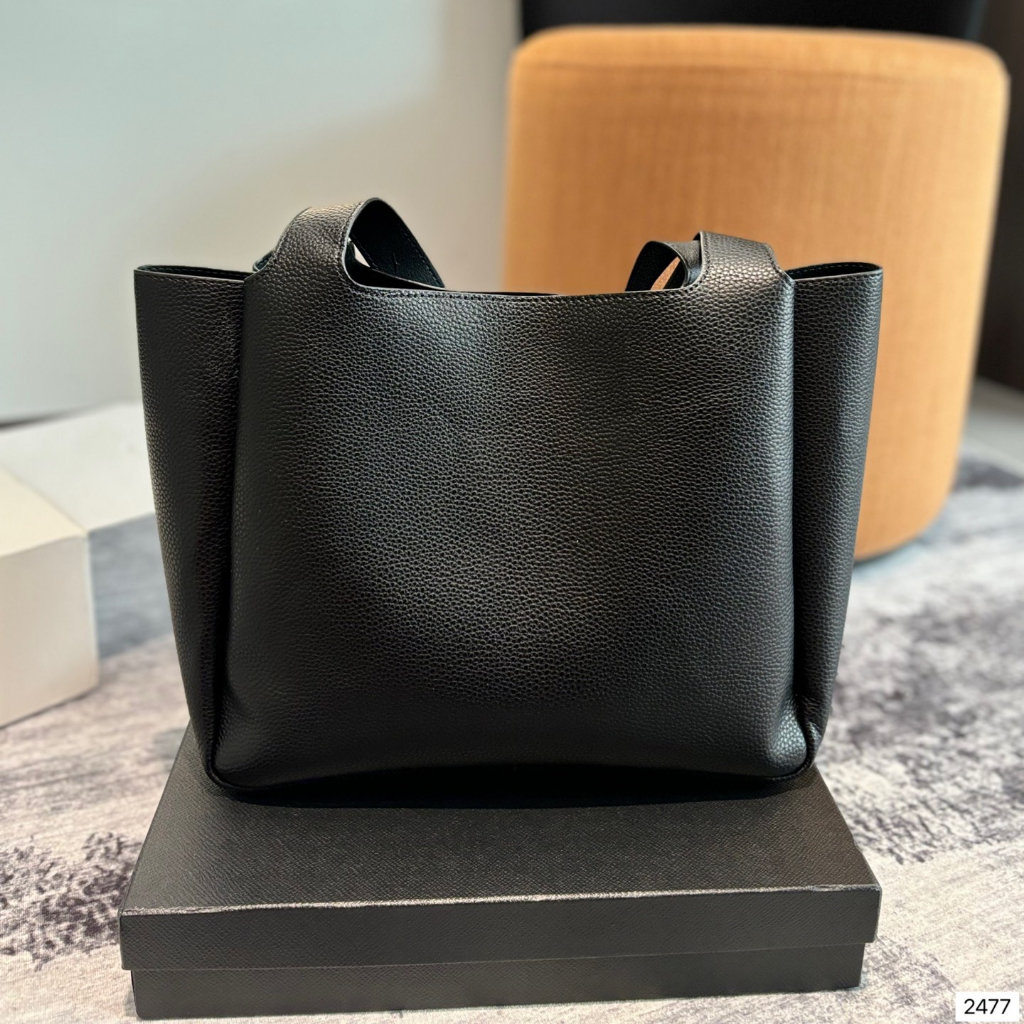 [1: 1 Boutique] กระเป๋าโท้ทหนังแท้บรรยากาศเรียบง่ายสไตล์ขี้เกียจพร็อพช้อปปิ้งตัวเลือกครั้งแรก