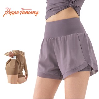 Hoppe Fumeng กางเกงกีฬาขาสั้นทรงหลวมเอวสูงมีซับในด้านในสําหร…