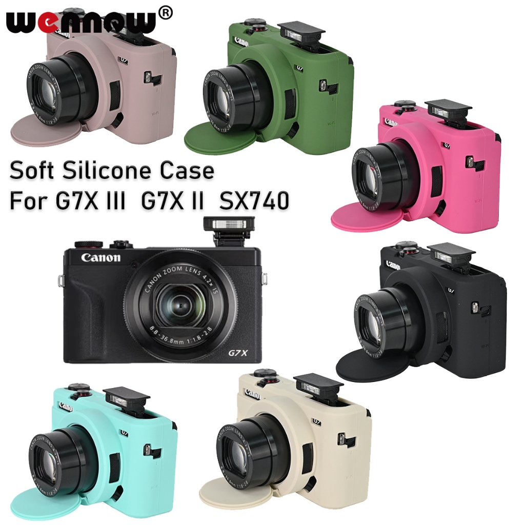 G7x3 G7X2 SX740 ซิลิโคนเกราะผิวกรณีกระเป๋ากล้องฝาครอบป้องกันสําหรับ Canon Powershot G7X Mark III II SX740 SX740HS G7XIII G7XM3 G7XII G7XM2 อุปกรณ์เสริมกล้อง