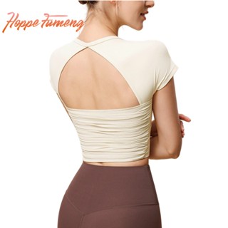 Hope Fumengsimple big คอกลมกีฬาแขนสั้นเบาะ T เสื้อวิ่งด้านหล…