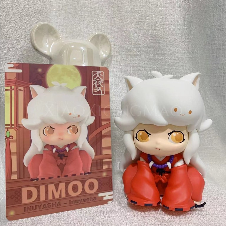 Bubble Mart Dimoo Inuyasha เรซินแข็งลูกใหญ่มีการ์ดและการ์ด Dimoo Inuyasha Big Baby มีการ์ดและเนื้อสั