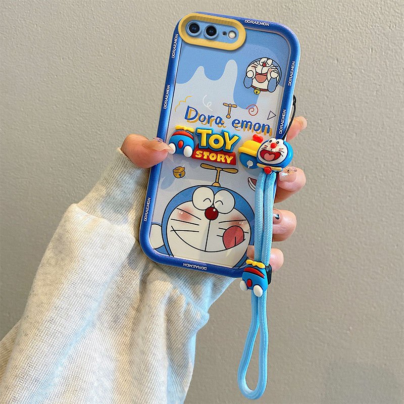 ซิลิโคนป้องกันการหล่นปกอ่อนการ์ตูนตุ๊กตาสามมิติสายคล้องมือเคสโทรศัพท์เหมาะสําหรับ ไอโฟน 7 บวก/8 บวก