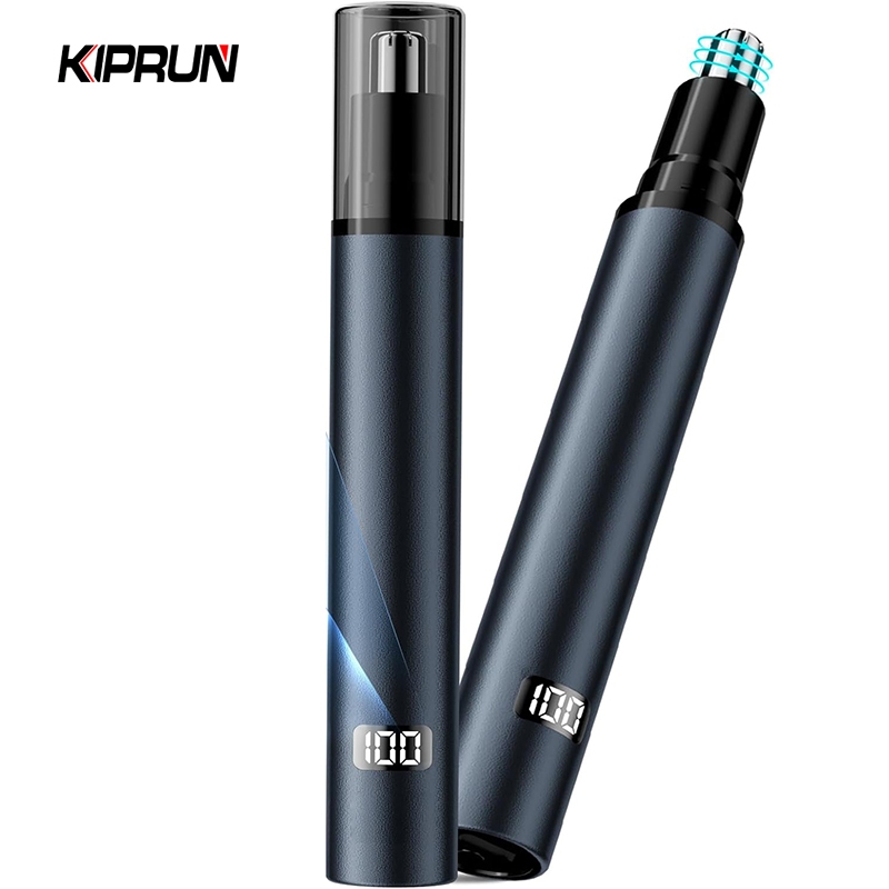 Kiprun เครื่องตัดขนจมูกสําหรับผู้ชายและผู้หญิงพร้อมไฟ LCD Digital Display, Ear and Nose Hair Clipper, Professional ไม่เจ็บปวด Type-C USB ชาร์จแบตเตอรี่ Trimmers (สีฟ้า)