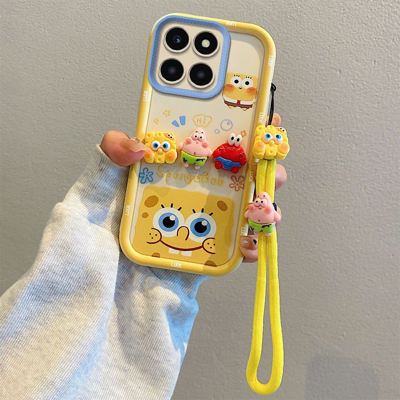 Anti-drop ซิลิโคนนุ่มการ์ตูนสามมิติตุ๊กตาสายคล้องมือเคสโทรศัพท์เหมาะสําหรับ Huawei Honor X6a/WDY-LX1