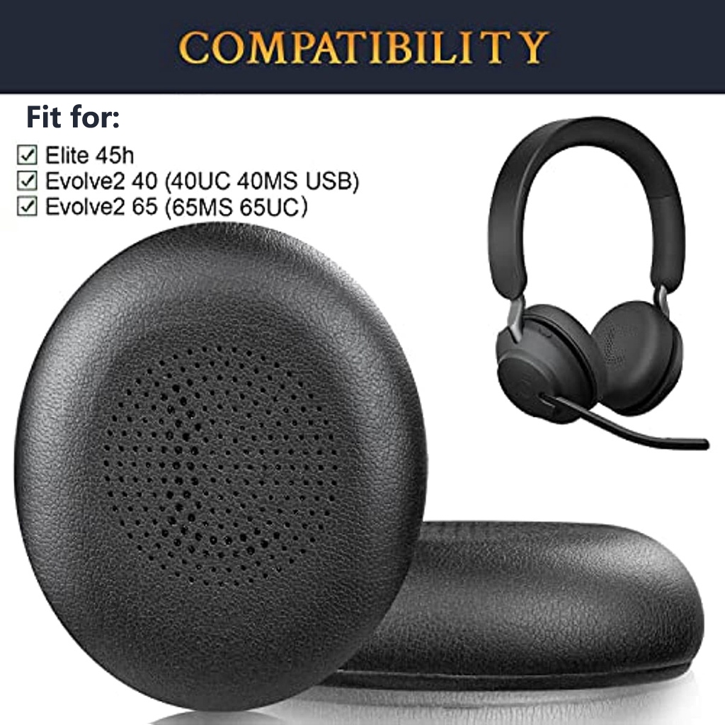 แผ่นรองหูฟังสําหรับ Jabra Evolve2 65 (65MS 65UC USB)/Evolve2 40 (40UC 40MS USB)/Elite 45h ชุดหูฟังไร้สายชนิดใส่ในหู