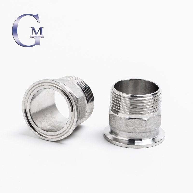 Dn8 ถึง DN15 BSPT ชาย 304 สแตนเลส Hex สุขาภิบาล Ferrule Connector ท่อ Fit Tri Clamp