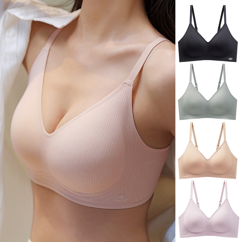 Plain Basic Jelly Soft Support Bra ถ้วยคงที่ Non-marking Bra Push Up