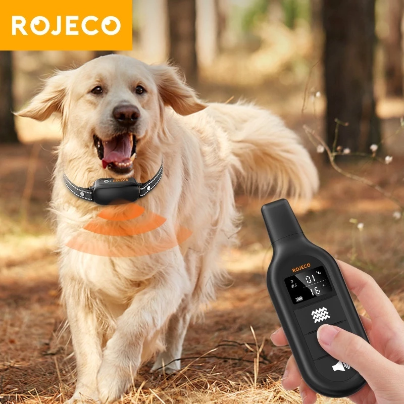 Rojeco ปลอกคอฝึกสุนัขไฟฟ้า 3300 ฟุต รีโมตคอนโทรล กันน้ํา สั่นสะเทือน ช็อตเกอร์ไฟฟ้า ปลอกคอฝึกสุนัข หยุดเห่า
