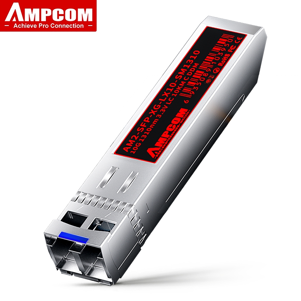 Ampcom 10G LC SFP + Single Mode Duplex Transceiver Module 10GBase-LR SFP 1310nm 10km 20km DOM SMF Fi