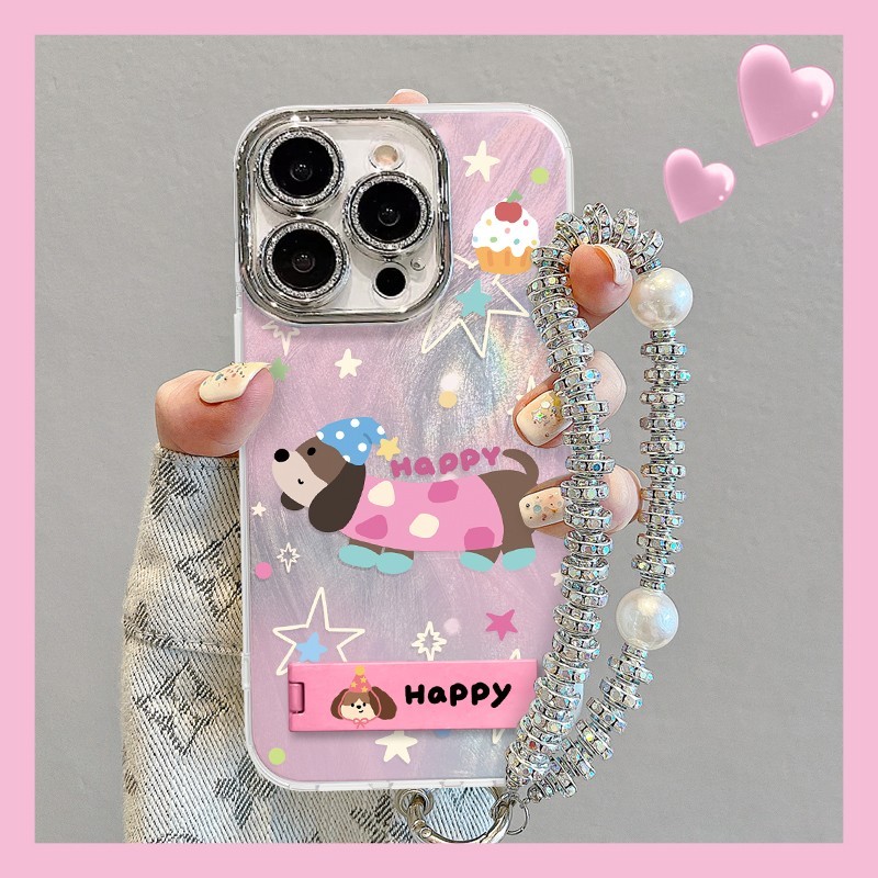 สําหรับเคสโทรศัพท์ iPhone 7 8 XS 11 PRO MAX IP12 IP13 IP14plus IP15 IP15PRO MAX Down ขั้นสูงประณีตเลนส์กรอบรูปน่ารักทาสีลูกสุนัขเคสโทรศัพท์ทนทานและกันกระแทก