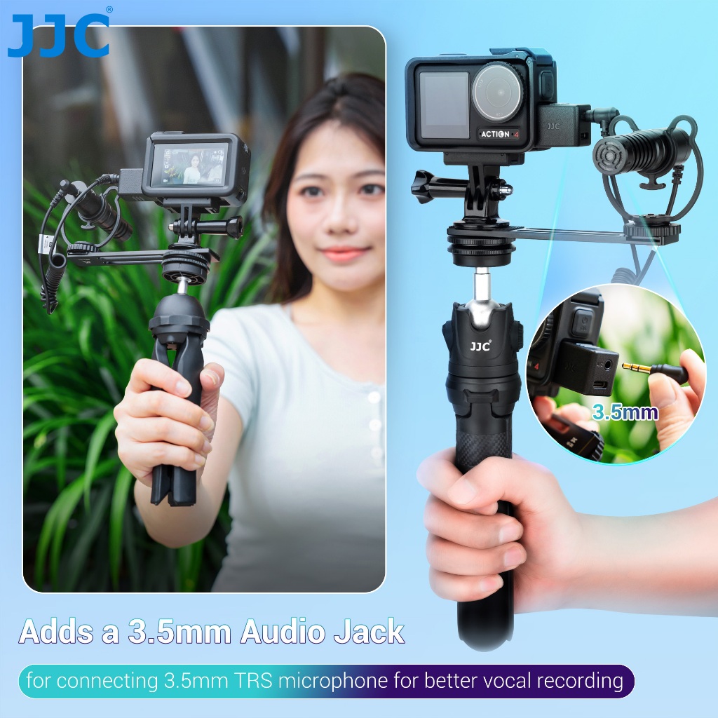 JJC Microphone Adapter อะแดปเตอร์เสียง 3.5mm อะแดปเตอร์ไมโครโฟน TRS สําหรับกล้อง DJI Osmo Action 5 Pro & Action 4