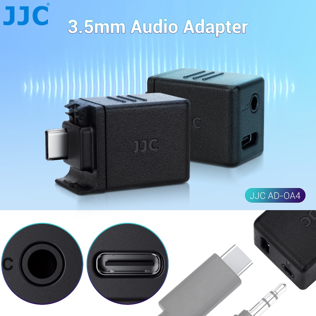 JJC Microphone Adapter อะแดปเตอร์เสียง 3.5mm อะแดปเตอร์ไมโครโฟน TRS สําหรับกล้อง DJI Osmo Action 5 Pro & Action 4