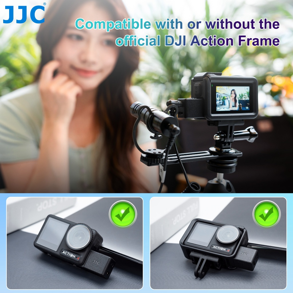JJC Microphone Adapter อะแดปเตอร์เสียง 3.5mm อะแดปเตอร์ไมโครโฟน TRS สําหรับกล้อง DJI Osmo Action 5 Pro & Action 4