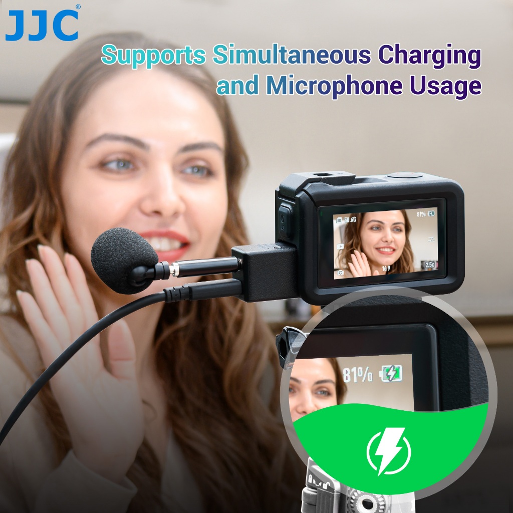 JJC Microphone Adapter อะแดปเตอร์เสียง 3.5mm อะแดปเตอร์ไมโครโฟน TRS สําหรับกล้อง DJI Osmo Action 5 Pro & Action 4