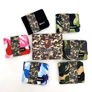 Bape Camo Short Wallet Mens and Womens Folding Canvas Card B…