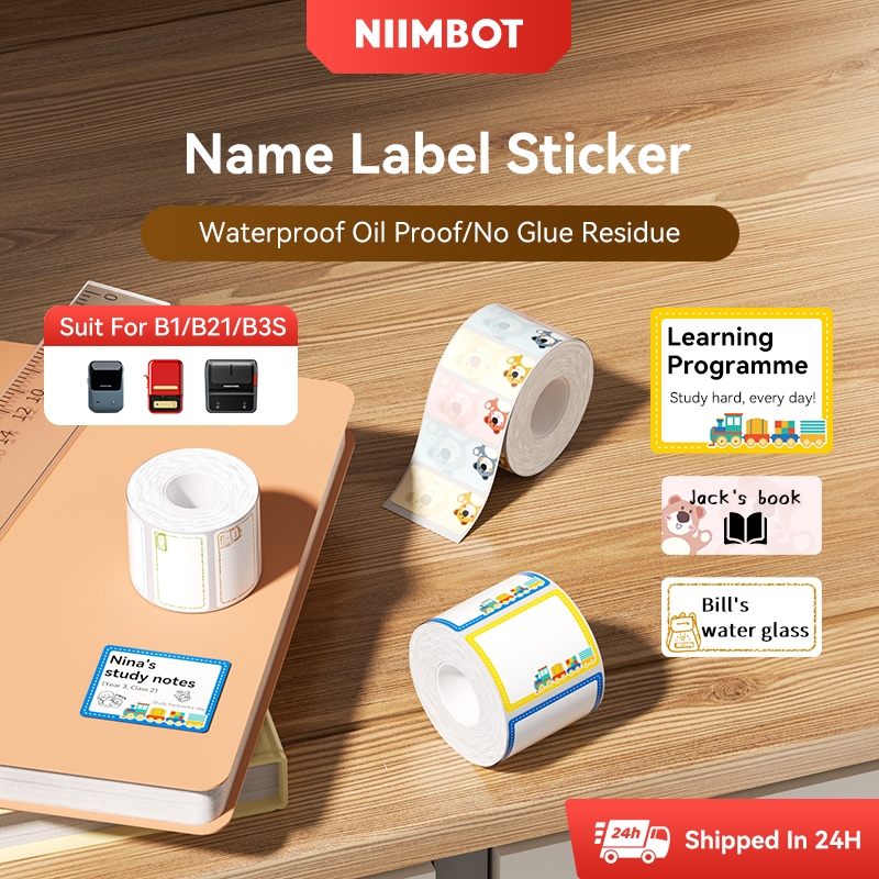 Niimbot B1/B21/B21_Pro/B3S/B31 การ์ตูนสีสติกเกอร์ฉลากกันน้ําน้ํามันหลักฐานไม่มีกาวตกค้างฉลากความร้อนกระดาษชื่อสติกเกอร์สําหรับ Series เครื่องพิมพ์