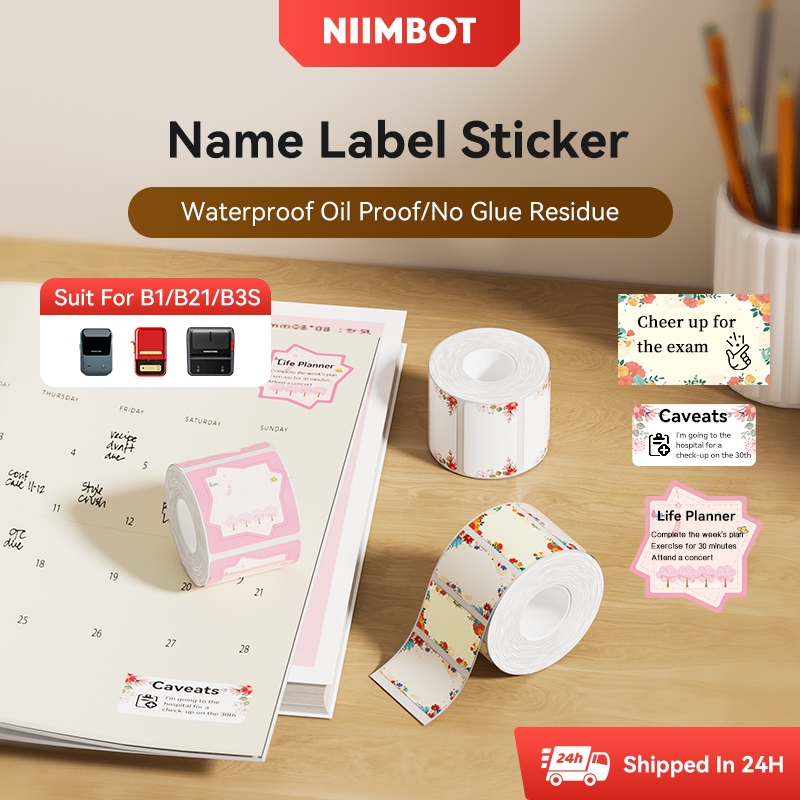 Niimbot B1/B21/B21_Pro/B3S/B31 Decor สติกเกอร์ฉลากสีกันน้ําน้ํามันหลักฐานไม่มีกาวตกค้างฉลากความร้อนกระดาษชื่อสติกเกอร์สําหรับ Series เครื่องพิมพ์