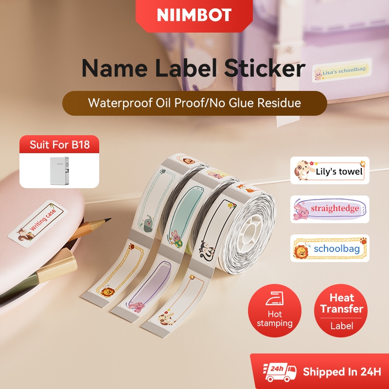 Niimbot B18 การ์ตูนสีสติกเกอร์ฉลากกันน้ําน้ํามันหลักฐาน 10 ปี + Thermal Transfer Label กระดาษ Hot Stamping Label Index สติกเกอร์สําหรับ B18 เครื่องพิมพ์