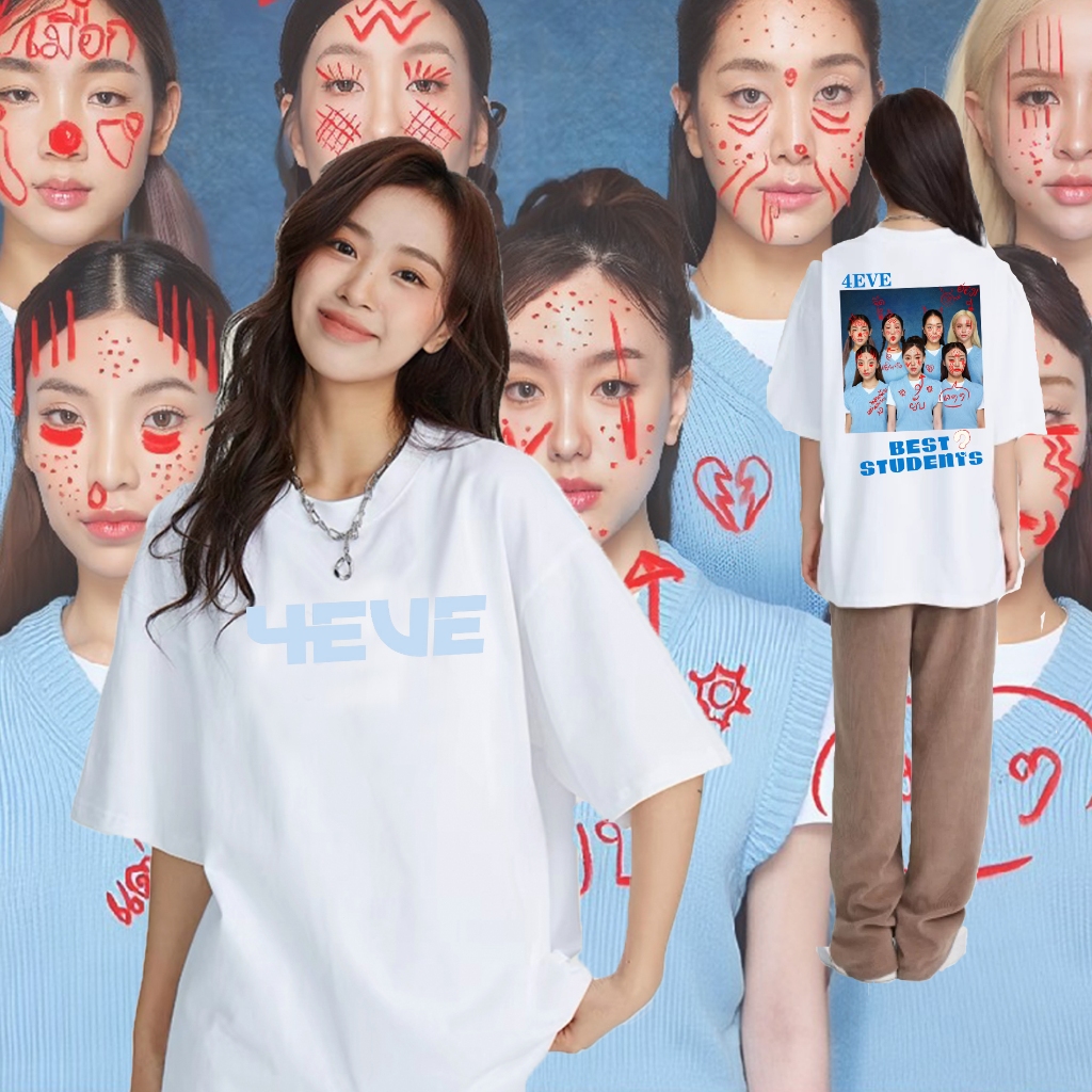 【New】2024 4EVE T-shirt แขนสั้น แนวสตรีท Oversize เสื้อยืดชาย หญิง Cotton100% Shirt#GG04
