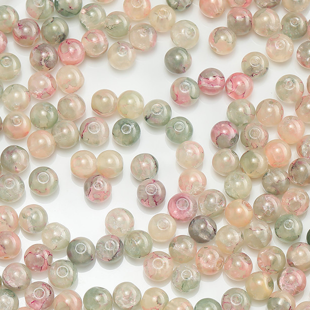 St. kunkka 20-50 ชิ้นลูกปัดแก้ว 10 มิลลิเมตรรอยเปื้อนลูกปัดดอกไม้สําหรับเครื่องประดับ DIY ทําสร้อยคอสร้อยข้อมือ