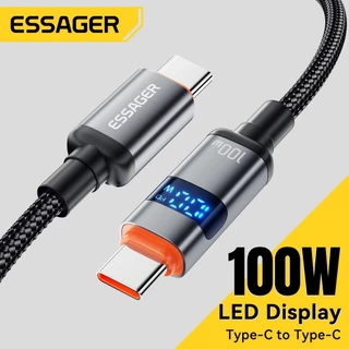 สายชาร์จเร็ว EssagerC-C/AC แกนทองแดงหนา จอแสดงผลดิจิตอล กําลังชาร์จ ชิป E-Marker ในตัว